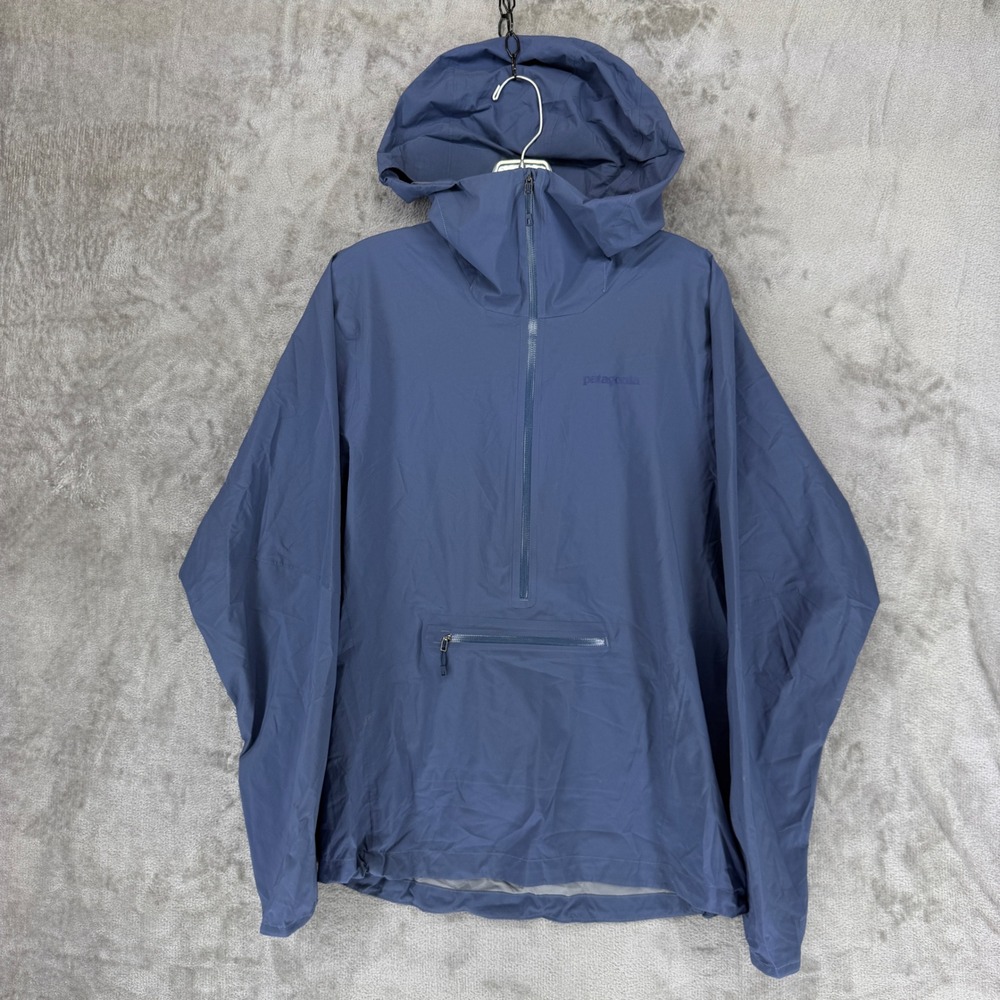 Patagonia Alpine Houdini Pullover Mens Small Blue Half Zip‎ Hooded Jacket 84855